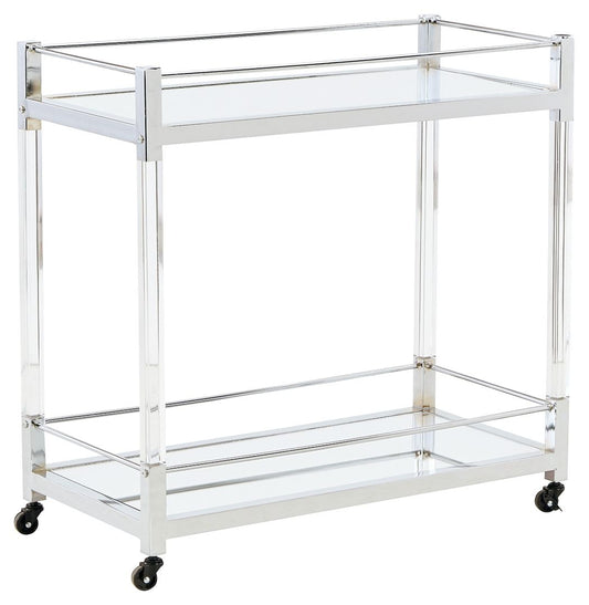 Chaseton - Clear / Silver Finish - Bar Cart - Hornell Furniture Outlet