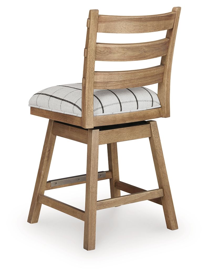 Ridgester - Upholstered Swivel Barstool (Set of 2) - Light Brown - Hornell Furniture Outlet