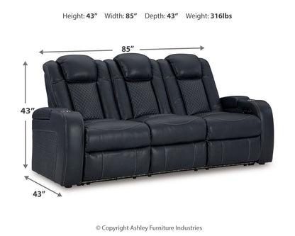 Fyne - dyme - Power Reclining Sofa With Adj Headrest - Hornell Furniture Outlet