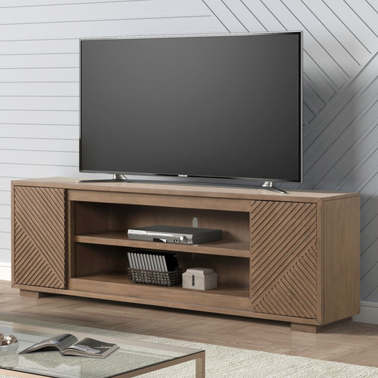Fireplace TV Consoles - 84'' Fireplace TV Console Multiplees - Light Brown - Hornell Furniture Outlet