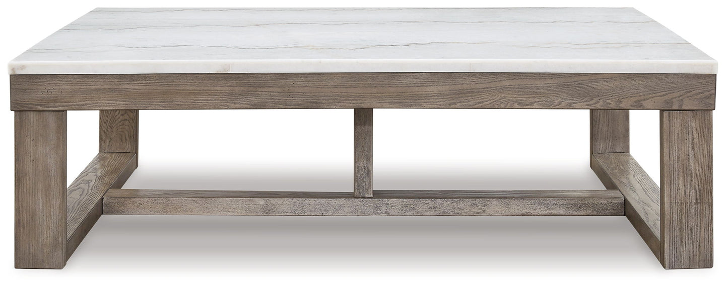 Loyaska - Brown / Ivory - Rectangular Cocktail Table - Hornell Furniture Outlet