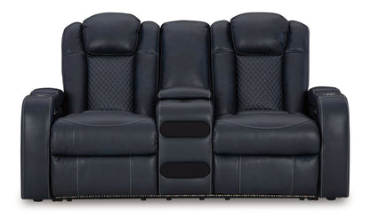 Fyne - dyme - Power Reclining Loveseat With Console/Adj Hdrst - Hornell Furniture Outlet