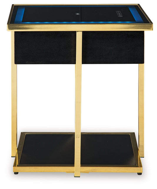 Rexwell - Black / Gold Finish - Accent Table With Speaker - Hornell Furniture Outlet