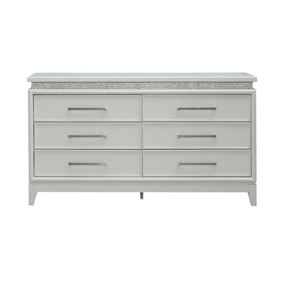 Reflections - 6 Drawer Dresser With Lights - White - Hornell Furniture Outlet