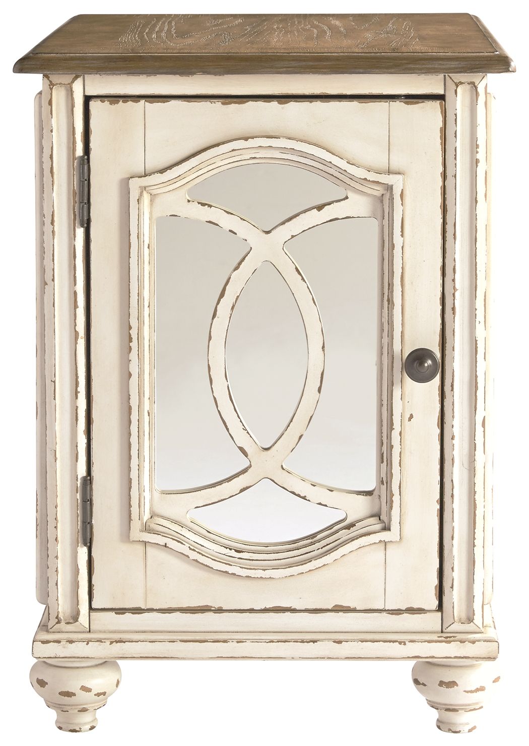 Realyn - White / Brown - Chair Side End Table - Insert Mirror - Hornell Furniture Outlet