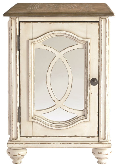 Realyn - White / Brown - Chair Side End Table - Insert Mirror - Hornell Furniture Outlet