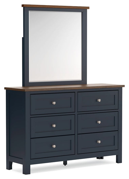 Landocken - Brown / Blue - Dresser and Mirror - Hornell Furniture Outlet