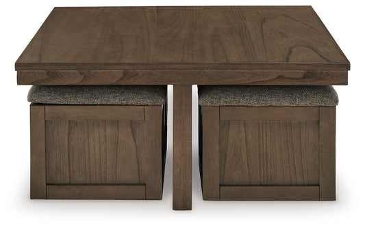 Boardernest - Brown - Cocktail Table With 4 Stools (Set of 5) - Hornell Furniture Outlet