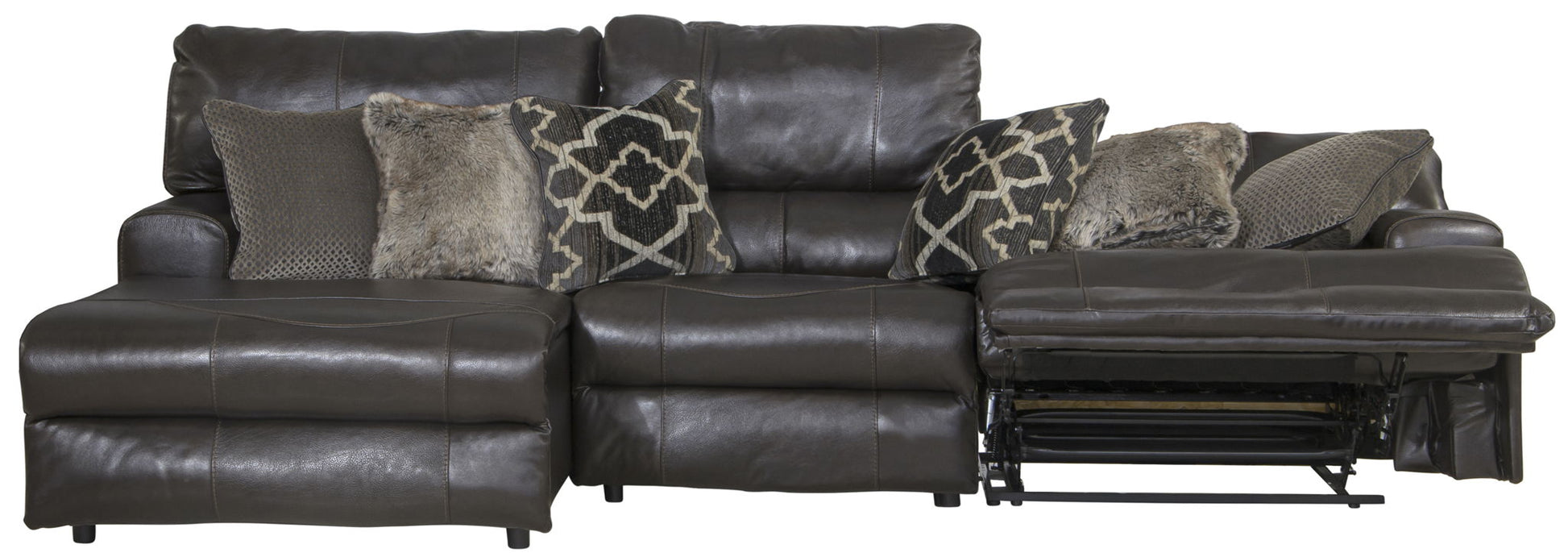Como - 3 Piece Italian Leather Match Reclining Sectional - Hornell Furniture Outlet