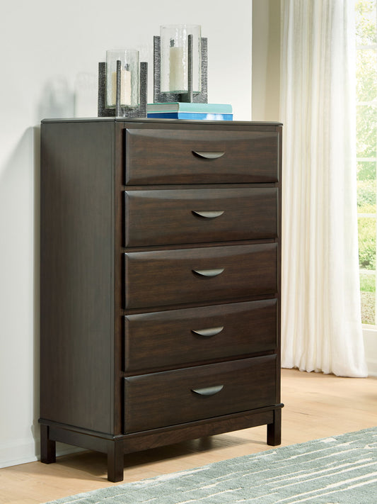 Vanmore - Dark Brown - Five Drawer Chest - Hornell Furniture Outlet