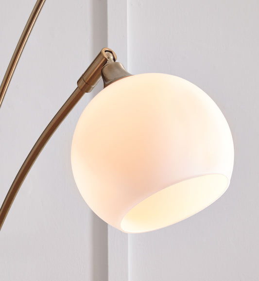 Taliya - Champagne / White - Metal Arc Lamp - Hornell Furniture Outlet