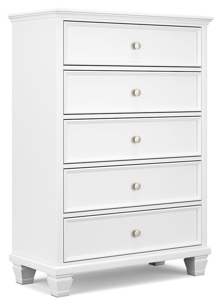 Fortman - White - Five Drawer Chest - Hornell Furniture Outlet