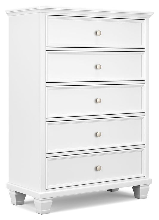 Fortman - White - Five Drawer Chest - Hornell Furniture Outlet