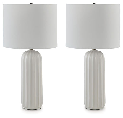 Clarkland - White - Ceramic Table Lamp (Set of 2) - Hornell Furniture Outlet