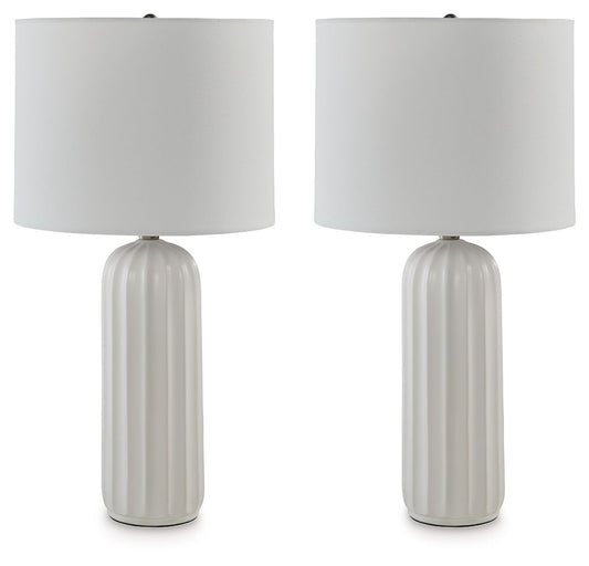 Clarkland - White - Ceramic Table Lamp (Set of 2) - Hornell Furniture Outlet