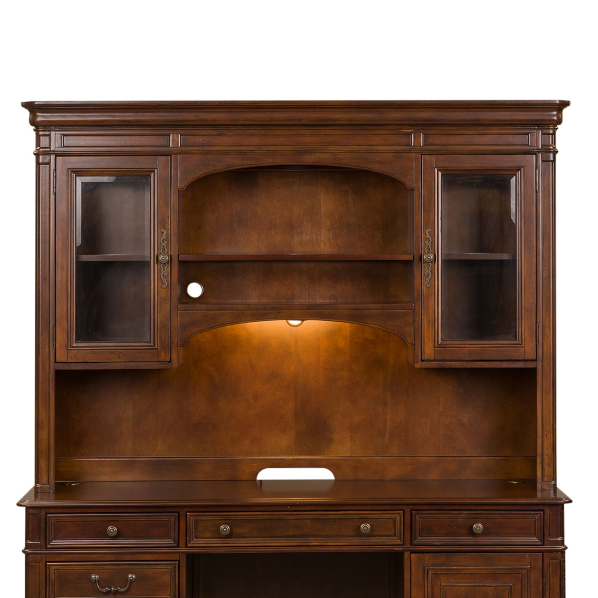 Brayton Manor - Jr Executive Credenza Hutch - Dark Brown - Hornell Furniture Outlet