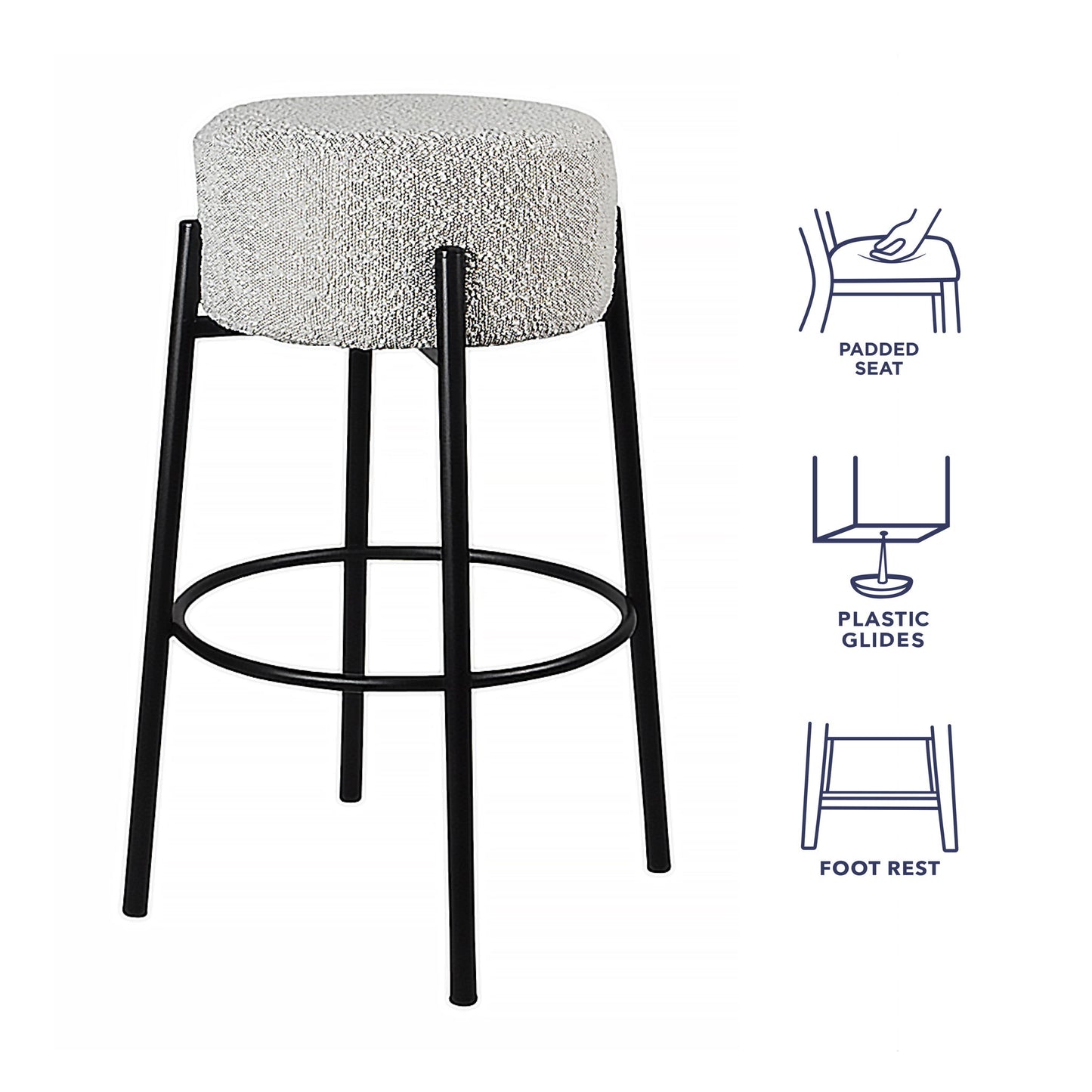Cole - Counter Stool - Black / White - Hornell Furniture Outlet