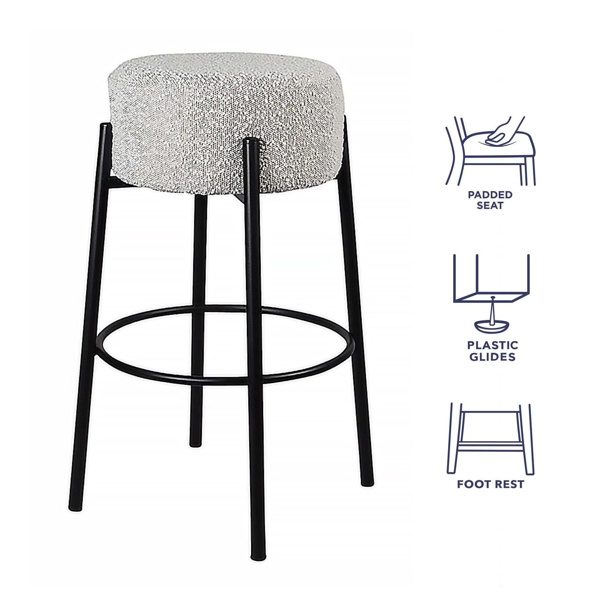 Cole - Counter Stool - Black / White - Hornell Furniture Outlet
