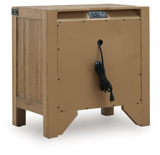 Ridgester - Three Drawer Night Stand - Light Brown - Hornell Furniture Outlet