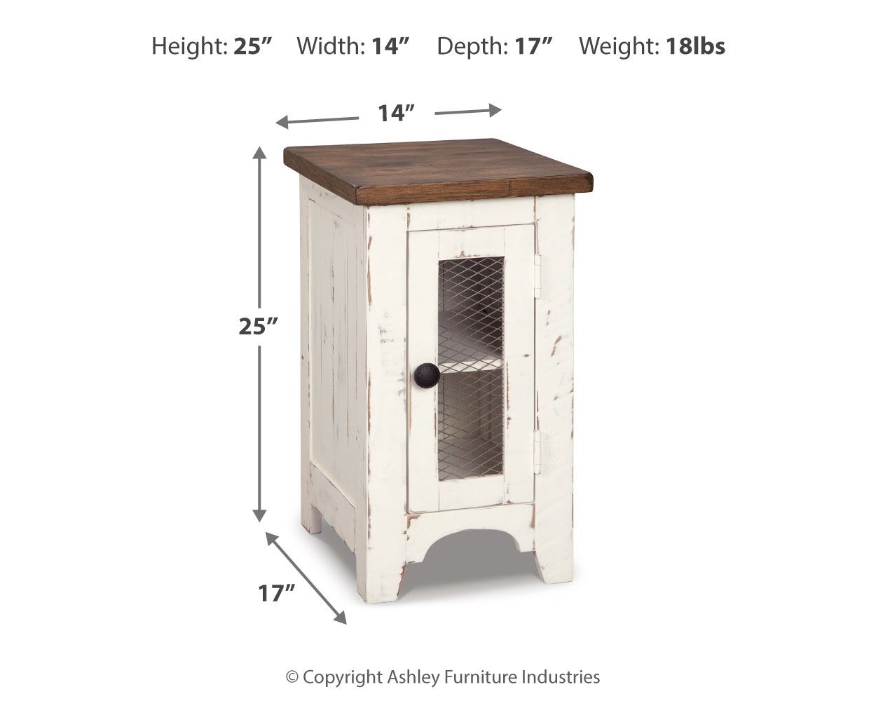Wystfield - Chair Side End Table - White / Brown - Hornell Furniture Outlet