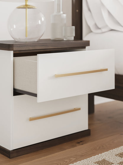 Kendanport - Brown / White - Two Drawer Night Stand - Hornell Furniture Outlet