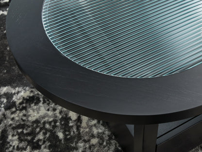 Winbardi - Black - Oval Cocktail Table - Hornell Furniture Outlet