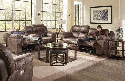 Ferrington - Power Lay Flat Reclining Console Loveseat with Power Adjustable Headrest - Hornell Furniture Outlet