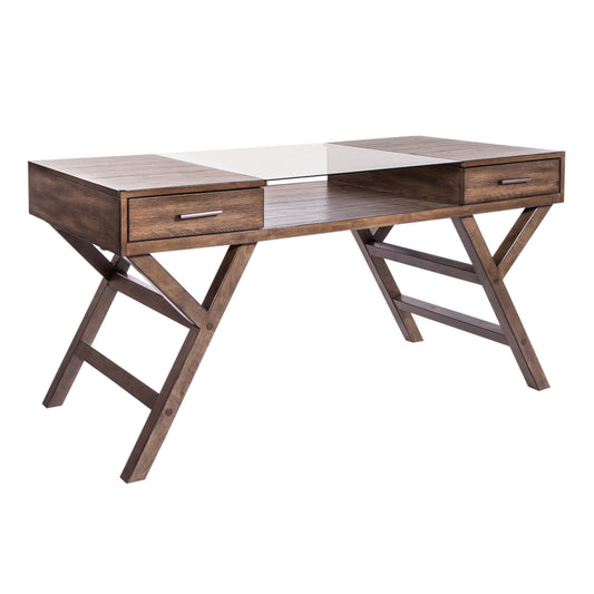Lennox - 2 Piece Desk Set - Dark Brown - Hornell Furniture Outlet