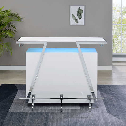 Zena - Bar With Led Lights - White - Hornell Furniture Outlet