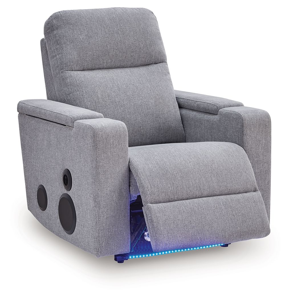 Pineland - Pewter - Glider Power Recliner With Audio System - Hornell Furniture Outlet