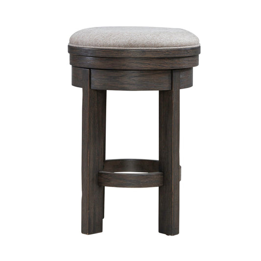 Lennox Hill - Upholstered Swivel Console Stool - Dark Brown - Hornell Furniture Outlet