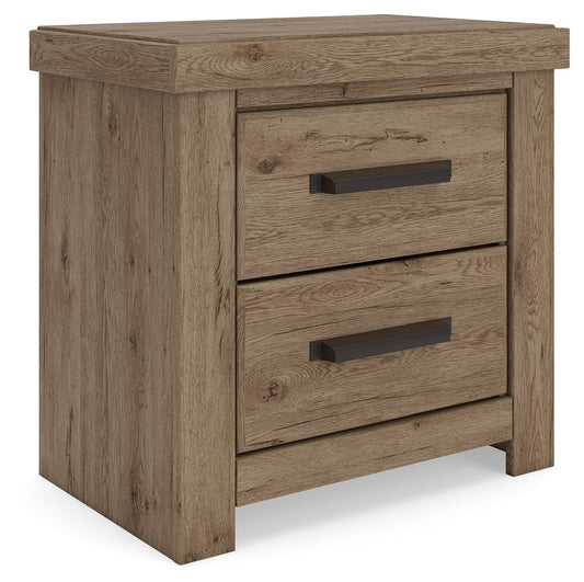 Oliandon - Two Drawer Night Stand - Light Brown - Hornell Furniture Outlet