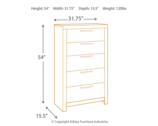 Derekson - Multi Gray - Five Drawer Chest - Hornell Furniture Outlet