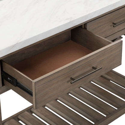 Edison - Server With Faux Marble Top - Brownstone - Hornell Furniture Outlet