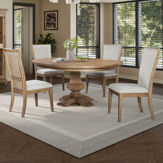 Haven Hills - Optional 5 Piece Pedestal Table Set - Camel Beige - Hornell Furniture Outlet