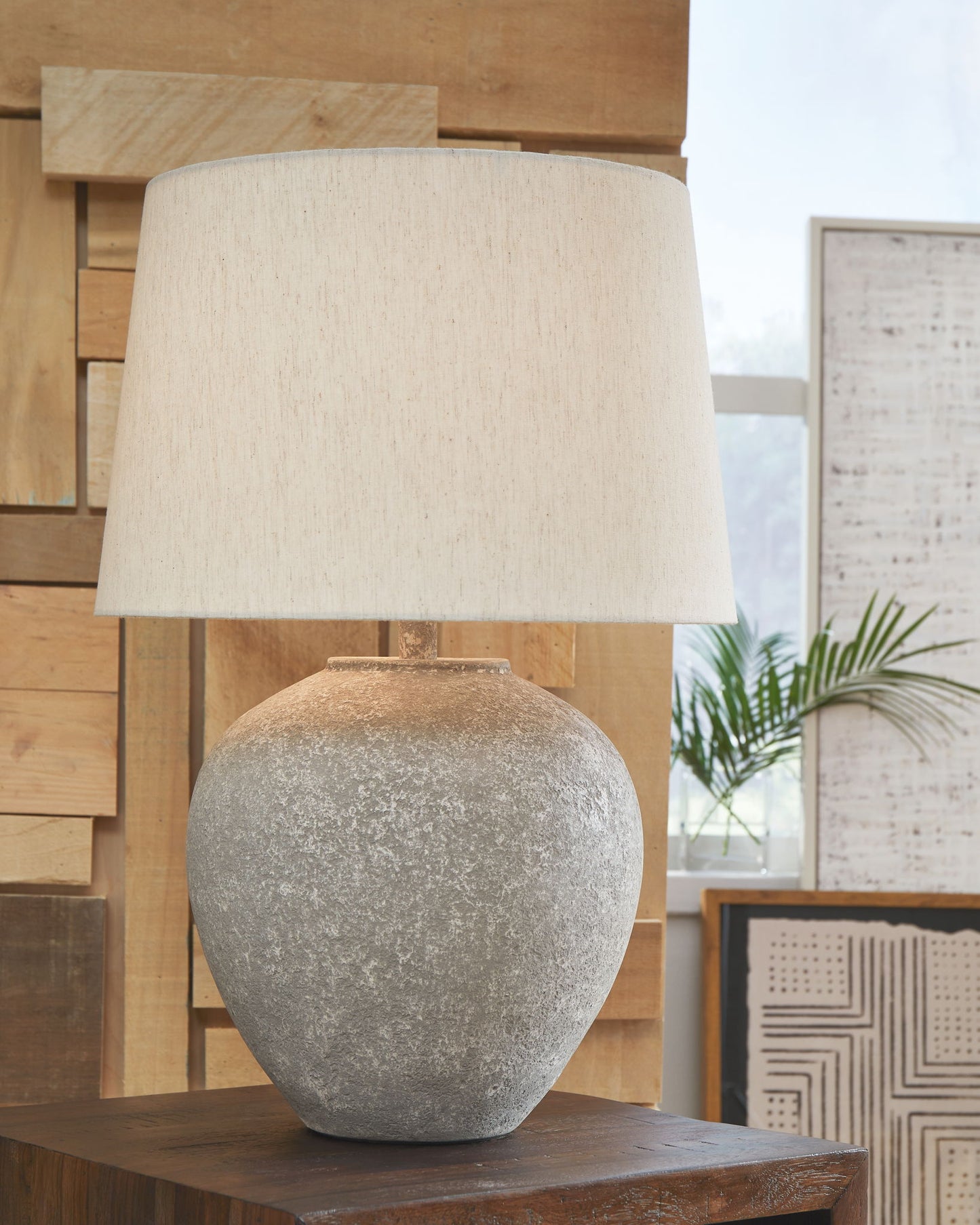 Dreward - Distressed Gray - Paper Table Lamp - Hornell Furniture Outlet
