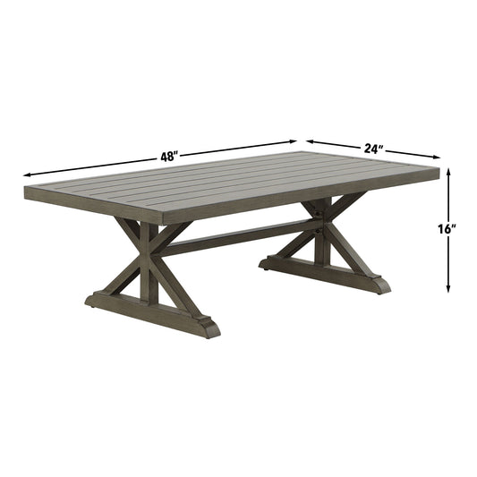 Jones - Outdoor Aluminum Coffee Table - Brown - Hornell Furniture Outlet