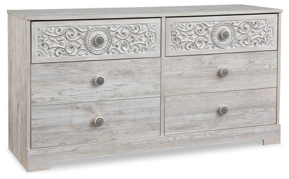 Paxberry - Six Drawer Dresser - Weatherworn - Whitewash - Hornell Furniture Outlet