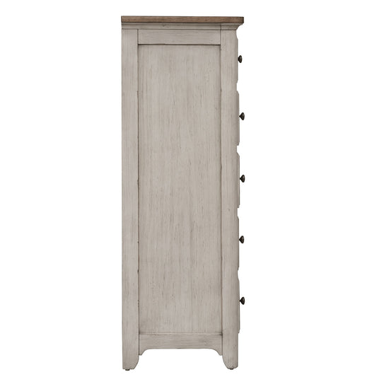 Farmhouse Reimagined - 5 Drawer Chest - White - Hornell Furniture Outlet