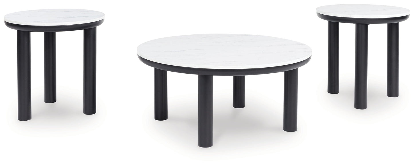 Xandrum - Black / White - Occasional Table Set (Set of 3) - Hornell Furniture Outlet