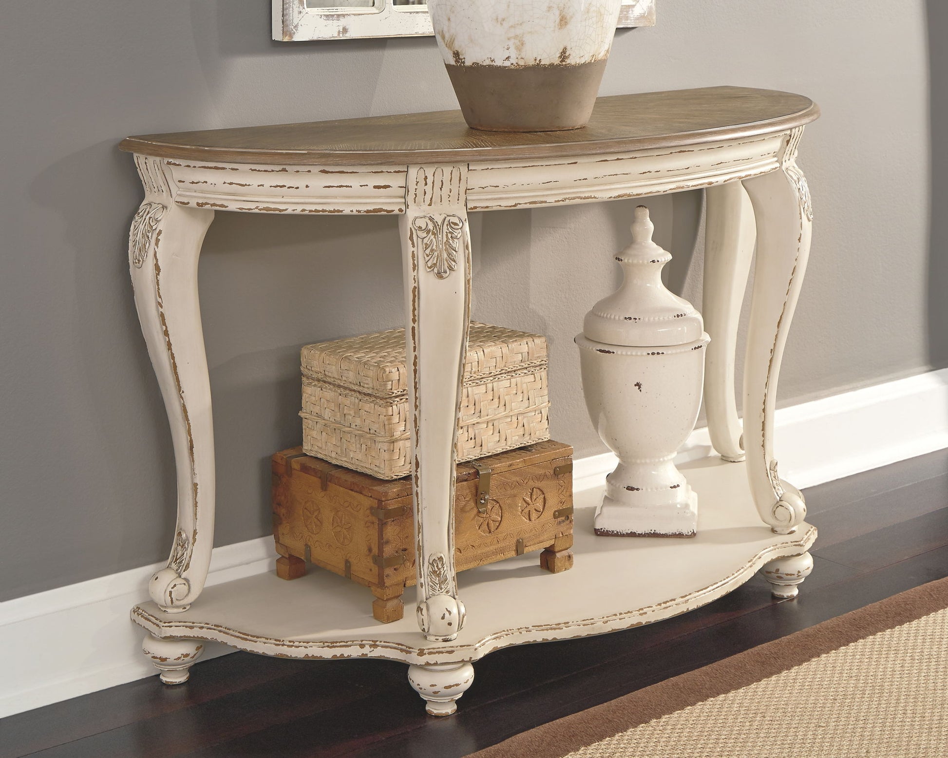 Realyn - White / Brown - Sofa Table - Hornell Furniture Outlet