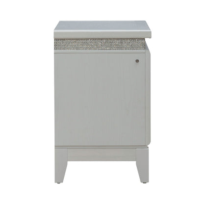 Reflections - Nightstand With Lights and Charging Station - White - Hornell Furniture Outlet