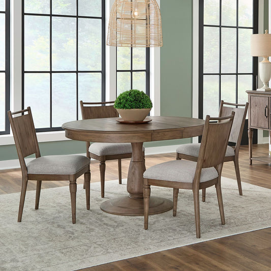 Hickory Grove - 5 Piece Pedestal Table Set - Heirloom Brown - Hornell Furniture Outlet