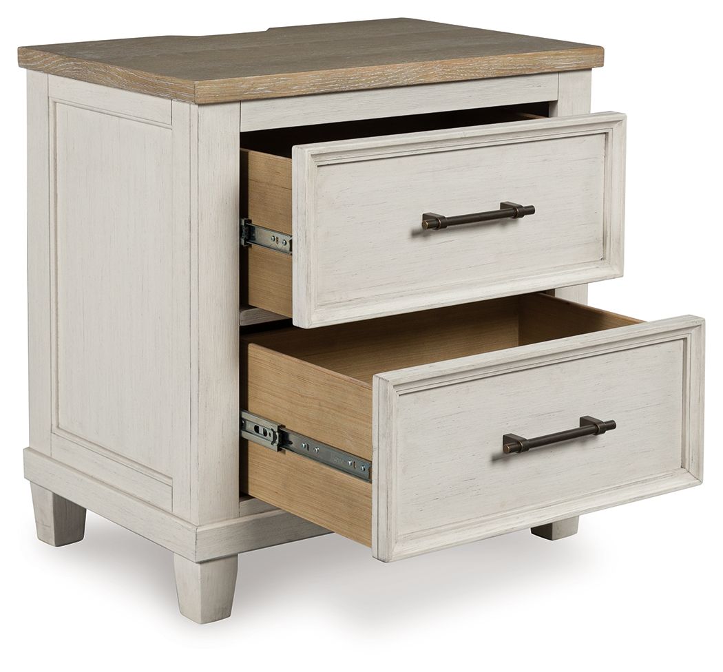 Shaybrock - Antique White / Brown - Two Drawer Night Stand - Hornell Furniture Outlet