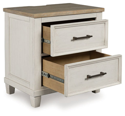 Shaybrock - Antique White / Brown - Two Drawer Night Stand - Hornell Furniture Outlet