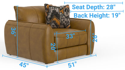 Corvara - Top Grain Italian Leather Match Chair & 1/2 - Caramel - Hornell Furniture Outlet