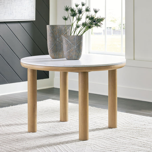 Sawdyn - Light Brown - Round Dining Room Table - Hornell Furniture Outlet