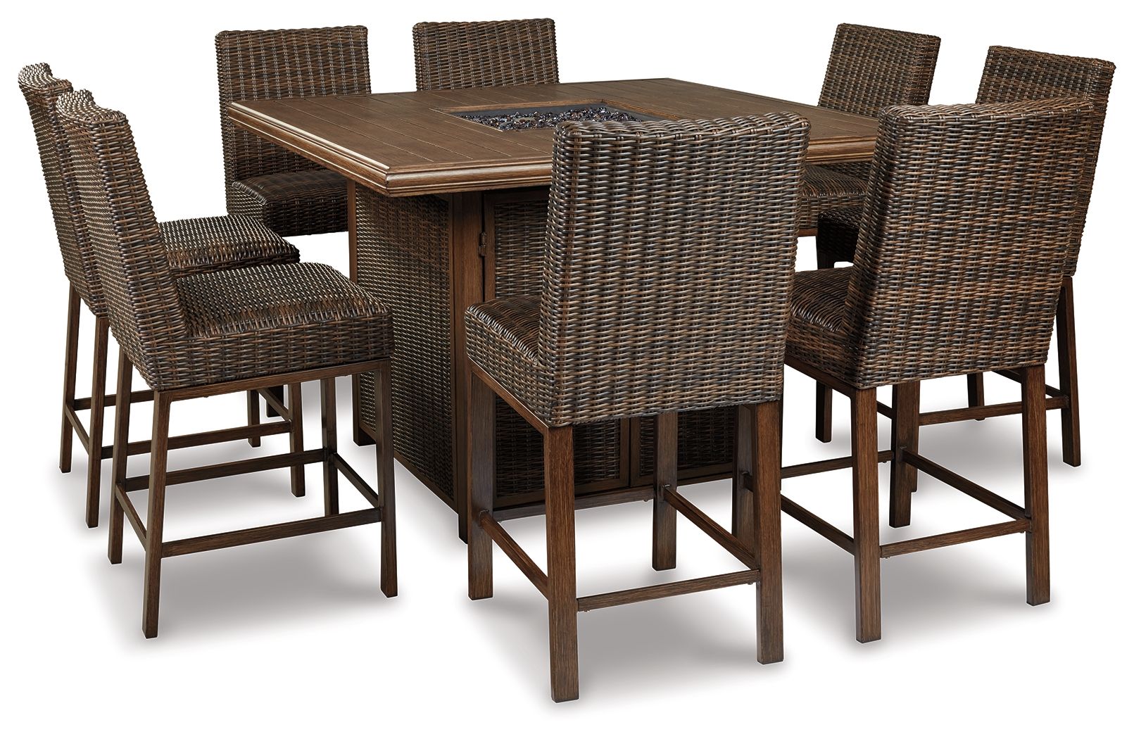 Paradise Trail - Square Bar Table w/Fire Pit - Medium Brown - Hornell Furniture Outlet