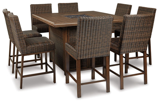 Paradise Trail - Square Bar Table w/Fire Pit - Medium Brown - Hornell Furniture Outlet