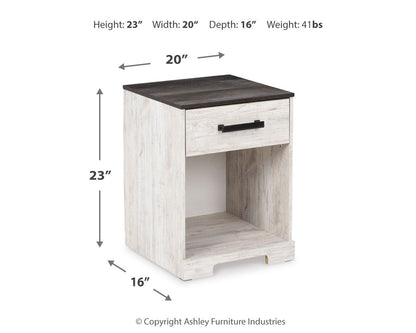 Shawburn - White / Black / Gray - One Drawer Night Stand - Open Cubby - Hornell Furniture Outlet